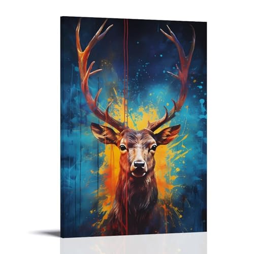 CBWVUWHJW Graffiti-Poster, Wanddekoration, Gemälde, Geweih, Hirsch, modische Wanddekoration – hängendes Kunstposter und Wandbild, 60 x 90 cm von CBWVUWHJW