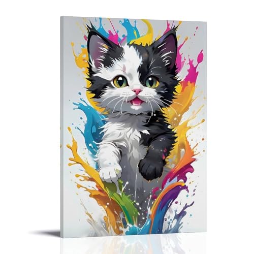 CBWVUWHJW Graffiti-Poster, Wanddekoration, Malerei, Farbe, Katze, modische Wanddekoration – hängendes Kunstposter und Wandbild, 20 x 30 cm von CBWVUWHJW