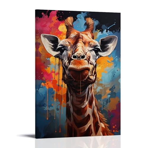 CBWVUWHJW Tierposter, Wanddekoration, Malerei, Graffiti, Giraffe, modische Wanddekoration – hängendes Kunstposter und Wandbild, 50 x 75 cm von CBWVUWHJW