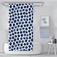 Blauer Punkte-Duschvorhang | Boho Cottage Aquarell Badvorhang Duschvorhang, Maschinenwaschbar von CBelleHomeDecor
