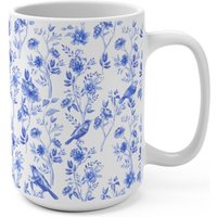 Weiße Kaffeetasse, Blauer Vogel, Keramikkaffeetassen, Keramiktassen, Spülmaschinenfest, Mikrowellengeeignet von CBelleHomeDecor