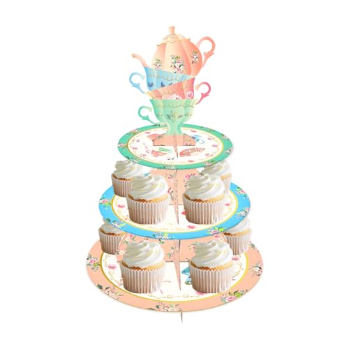 Tee-Party Cupcake Stand für 24 Cupcakes 3 Tier Cupcake Stand Afternoon Tea Thema Party Supplies Cupcake Display Holder für Geburtstagsparty, Baby-Dusche, Party von CC HOME