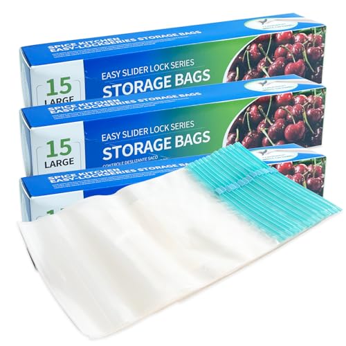 45 Gefrierbeutel zur Aufbewahrung von Lebensmitteln 32X26.5cm,wiederverwendbar BPA-freie Reißverschluss aufbewahrungsbeutel,ZipBeutel Sandwich-&Snacktaschen zur Aufbewahrung von Nüssen und Gemüse von CC-SEVEN
