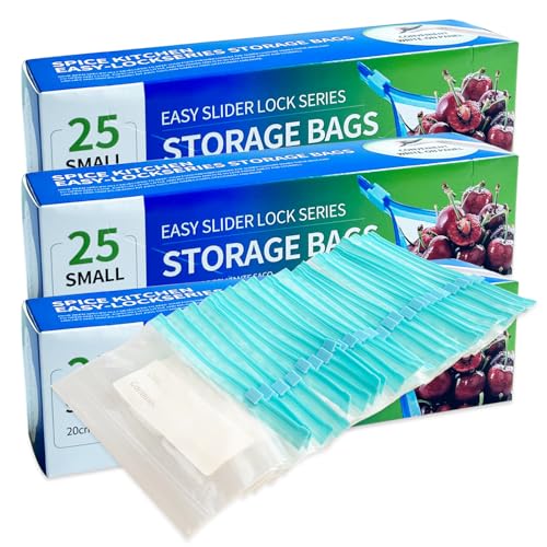 75 Gefrierbeutel zur Aufbewahrung von Lebensmitteln 20X10cm,wiederverwendbar BPA-freie Reißverschluss aufbewahrungsbeutel,ZipBeutel Sandwich-&Snacktaschen zur Aufbewahrung von Nüssen und Gemüse von CC-SEVEN