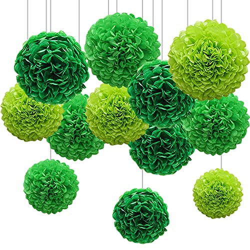 CC wonderland zone 12 Stück Grün Seidenpapier Pompons,Papier Pom Poms Seidenpompons für Party Deko,St. patrick's day Deko von CC wonderland zone