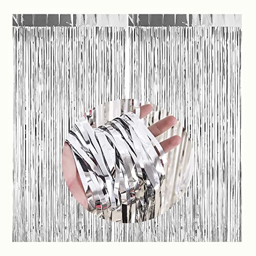 CC wonderland zone 2 Stück Silber Lametta Vorhänge - Metallische Folienvorhänge (1m x 2m) Tinsel Curtain für Party Deko von CC wonderland zone