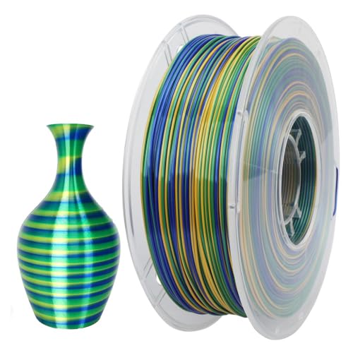 CC3D PLA-Seiden-Filament, 1,75 mm, dynamische Karamellfarbe, PLA 3D-Drucker, 1 kg glänzendes mehrfarbiges Filament für FDM-3D-Druckmaterialien (Goldbonbon-Blau) von CC3D