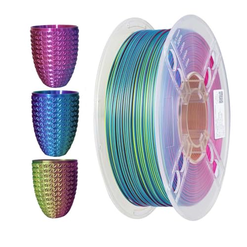 CC3D Seide Dreifarbig Farbe PLA Filament Seide Blau/Gelb/Lila Filament PLA 3D Drucker Filament 1,75mm 1KG Koextrusion Filament PLA Glänzend Metallisch Filament Seide PLA Filament Blau Gelb Lila 3 in 1 von CC3D