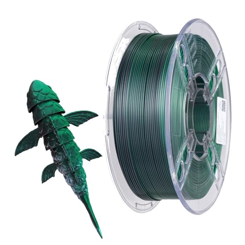 CC3D Seide Zweifarbig PLA Filament Seide Schwarz Grün PLA Filament 1,75mm 1KG 3D-Drucker-Filament Zweifarbiges PLA Glänzendes Metallic-Filament 3D Druck Material Schwarz Grün Metall PLA von CC3D