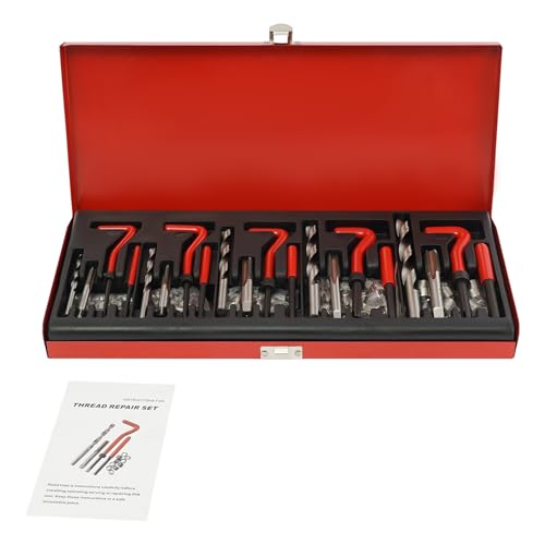 CCAUUB 131-tlg Gewinde Reparatur Set Thread Repair Kit Gewinde Reparatur Werkzeug Satz M5 M6 M8 M10 M12, Helicoil Auto Motor Werkzeug Satz Gewindereparatursatz mit einer Toolbox von CCAUUB