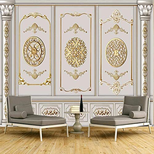 CCBUY Tapete Goldenes Gipsmuster Wandpapier 3D Papiere Home Decor Papier Wandtapete Tapeten für Wohnzimmer Schlafzimmer Wände Papier abziehen und aufkleben selbstklebend Wand Foto 350 x 256 cm von CCBUY