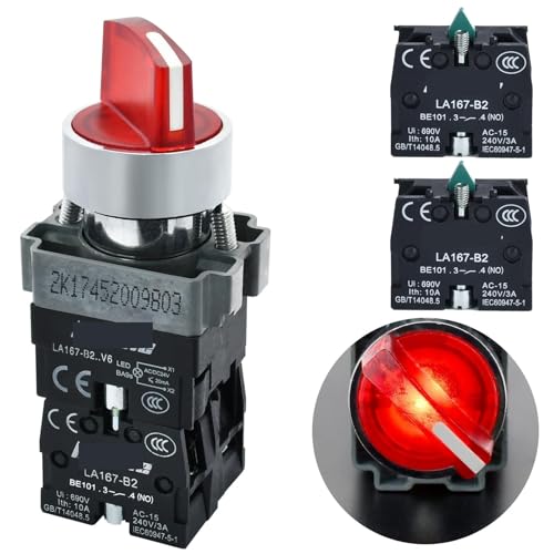 10 Ampere 3-Position Drehschalter 22mm Haltbare Montagelöcher Auswahlschalter DPDT 2NO 2NC Schließschalter 600V AC Auto Steuerbox Ausrüstung von CCCAZ1