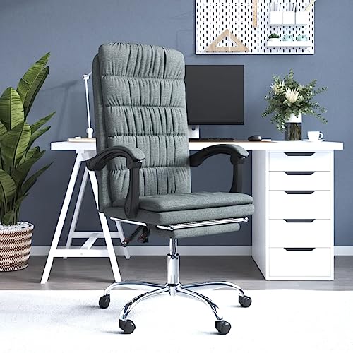 CCCINER Bürostuhl mit Liegefunktion Dunkelgrau StoffErgonomischer Stuhl ergonomischer bürostuhl Drehstuhl Geeignet für Heimbüro, Arbeitszimmer, Wohnzimmer (Color : Grau, Size : 63 x 56 cm) von CCCINER