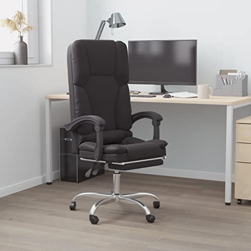 CCCINER Bürostuhl mit Massagefunktion Grau KunstlederErgonomischer Stuhl ergonomischer bürostuhl Drehstuhl Geeignet für Heimbüro, Arbeitszimmer, Wohnzimmer (Color : Schwarz, Size : 63 x 56 cm) von CCCINER