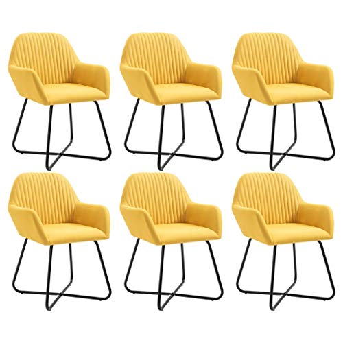 CCCINER Küchenstuhl-Set, Bequeme Sitzgelegenheiten, robuste und Elegante Stühle, stabiles, belüftetes Design, gemütliche Abende (Color : Gelb 6 STK, Size : 61 x 61 x 84 cm (B x T x H)) von CCCINER