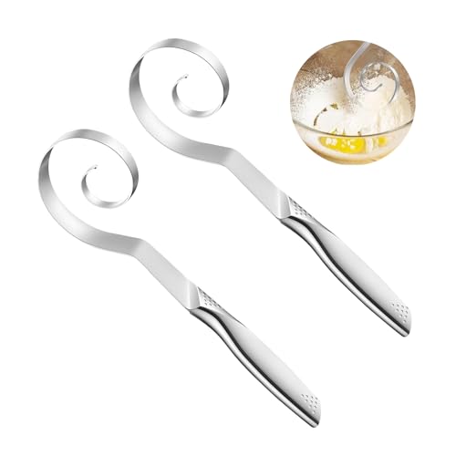 2 Stück Teigbesen Edelstahl dänischer Knethaken - 25,4 cm nahtloser Brotteig Mixer, rostbeständiger Handmixer zum Backen von Brot, Pizza, Keksen, Kuchenteig von CCDANSIYUCR