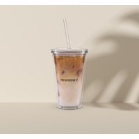 Reusable Transparent Coffee Mug Kaffeebecher Tumbler Acryl You Deserve It Minimalistic Trend Design Iced Clean Girl With Straw Reusable Transparent Coffee Mug Kaffeebecher Tumbler Acryl You Deserve It Minimalistic Trend Design Iced Clean Girl With Straw von CCGreyDesign