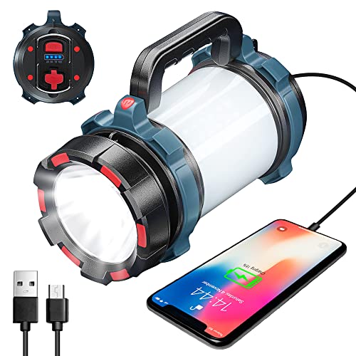 CCHKFEI Tragbar LED Taschenlampe, 2400mah Wiederaufladbar LED-Scheinwerfer Campinglampe Dimmable Camping Laternen Handheld-Suchscheinwerfer für Draußen Für Wandern, Notfall Ausrüstung, Outdoor von CCHKFEI