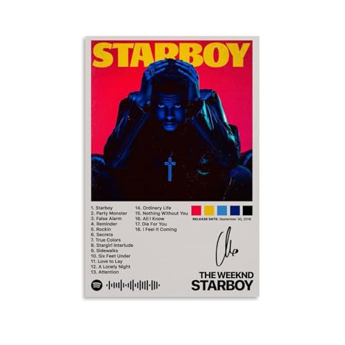 Starboy The WeekndArtist Album Cover Poster Leinwand Gemälde Poster Ölgemälde Druck Poster Kunstalbum Home Painting Wohnzimmer Dekoration Leinwand Art Deco Wanddekoration 30 x 45 cm Unframe-st von CCHLJH