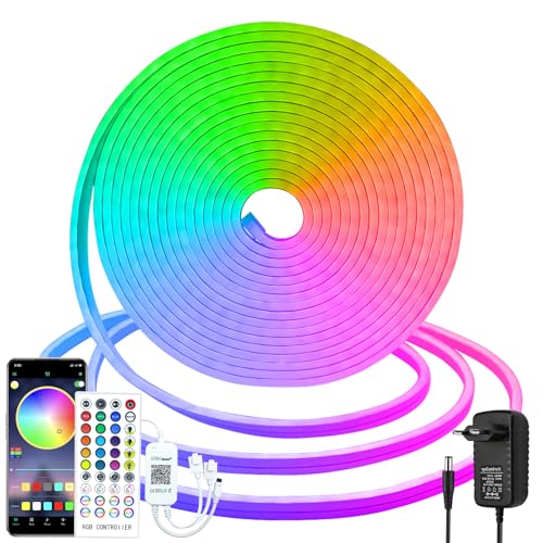 CCILAND Neon LED Strip 10M, 24V RGB Neon Streifen mit Fernbedienung APP Steuerung, Musik Sync LED Band Silikon DIY Flexibel Lichtband Wasserdicht für Wohnzimmer Schlafzimmer Dekor (RGB) CCILAND Neon LED Strip 10M, 24V RGB Neon Streifen mit Fernbedienung APP Steuerung, Musik Sync LED Band Silikon DIY Flexibel Lichtband Wasserdicht für Wohnzimmer Schlafzimmer Dekor (RGB) von CCILAND