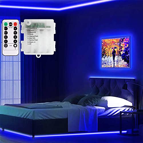 LED Strip Batterie Stripe 5M LED Striefen 150 LED Strip Hohe Helligkeit Twinkle Flash Indoor Strip 8 Modi mit Timer Fernbedienung Dimmbare Langlebig für Decke,Schrank,Spiegel,Küche,TV-Rückwand (Blau) von CCILAND