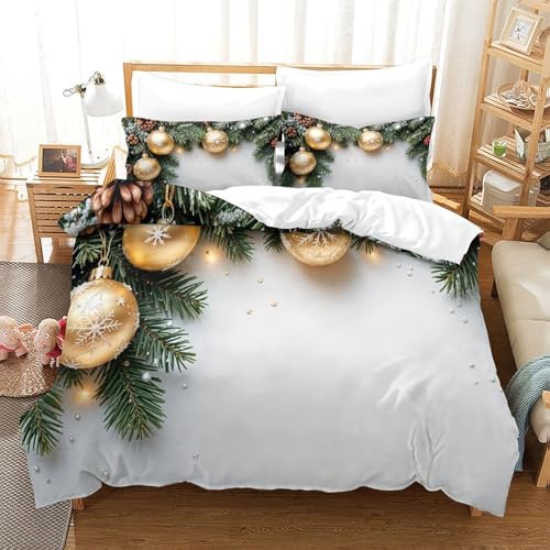 3-teiliges Christmas Decoration 3D Gedruckte Tröster Abdeckung Pine Branches Mit Reißverschluss, Mikrofaser Set Für Moderne Schlafzimmer Dekor Single（140x200cm） von CCIZFMQ