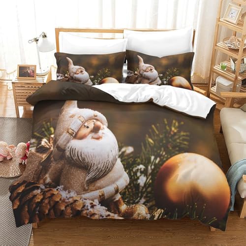 3D Druck Christmas Decoration Mikrofaser Bettbezug Pine Cone Mit Verstecktem Reißverschluss Und Kissenbezügen, Für Erwachsene Schlafzimmer Dekor King（220x240cm） von CCIZFMQ