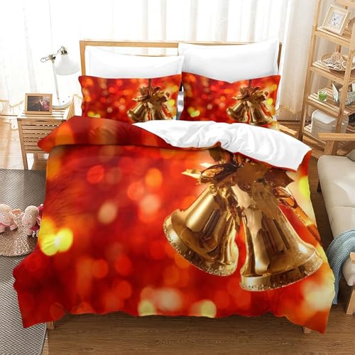 3D Gedruckte Christmas Bell Bettwäsche Set Mikrofaser Mit Reißverschluss, Soft Microfiber Quilt Cover Für Schlafzimmer Double（200x200cm） von CCIZFMQ