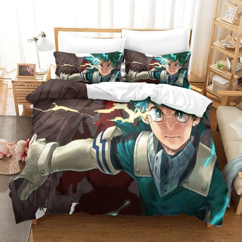 3D Gedruckte Mein Held Akademie Bettwäsche Set Mikrofaser Denki Kaminari Mit Reißverschluss, Soft Microfiber Quilt Cover Für Schlafzimmer Super King（260x220cm） von CCIZFMQ