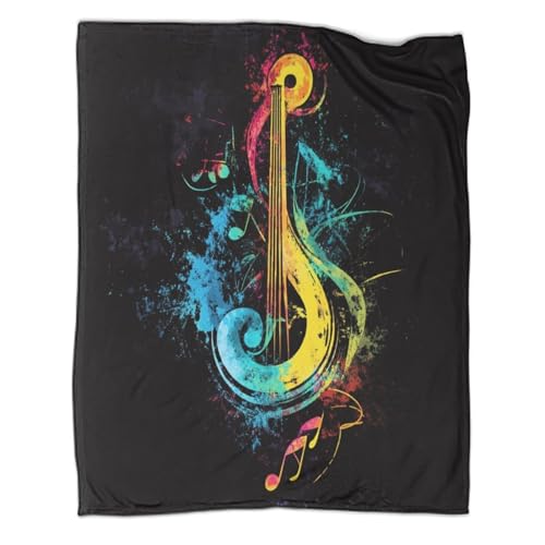 Abstrakte Gitarre Sofadecke 3D Druck Bunter Splashes Decke Couchdecke Fleecedecke Kuscheldecke Warm Weichen Bett Decken Tagesdecke for Erwachsene Kinder 60x80inch(150x200cm) von CCIZFMQ