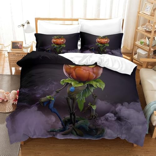 CCIZFMQ 3-teiliger 3D-Druck Halloween Bettwäsche Set Kürbis Monster Mit Reißverschluss, Mikrofaser Für Erwachsene Schlafzimmer Dekoration Single（140x200cm） von CCIZFMQ