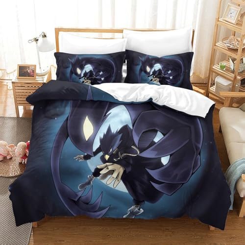 CCIZFMQ 3-teiliger 3D-Druck Mein Held Akademie Bettwäsche Set Fumikage Tokoyami Mit Reißverschluss, Mikrofaser Für Erwachsene Schlafzimmer Dekoration Double（200x200cm） von CCIZFMQ