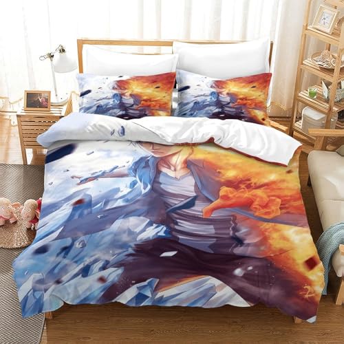 CCIZFMQ 3-teiliger 3D-Druck Mein Held Akademie Bettwäsche Set Shoto Todoroki Mit Reißverschluss, Mikrofaser Für Erwachsene Schlafzimmer Dekoration King（220x240cm） von CCIZFMQ