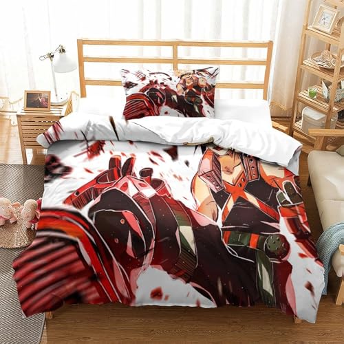 CCIZFMQ 3-teiliges Mein Held Akademie 3D Gedruckte Tröster Abdeckung Katsuki Bakugo Mit Reißverschluss, Mikrofaser Set Für Moderne Schlafzimmer Dekor Single（135x200cm） von CCIZFMQ