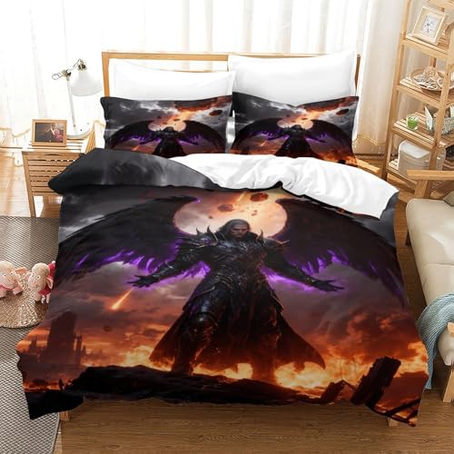 CCIZFMQ 3D Druck Dunkler Engel Bettwäsche Set Mikrofaser Schwarze lila Flügel Mit Verstecktem Reißverschluss, Für Kinder, Teens, Moderne Schlafzimmer Dekor King（220x240cm） von CCIZFMQ