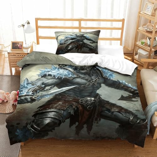 CCIZFMQ Dämonischer Krieger 3-teiliges 3D Druck Bettwäsche Set Metallrüstung Mikrofaser Mit Reißverschluss, Für Erwachsene Schlafzimmer Dekoration Single（135x200cm） von CCIZFMQ