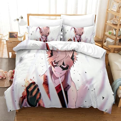 CCIZFMQ Mein Held Akademie 3-teiliges 3D Druck Bettwäsche Set Katsuki Bakugo Mikrofaser Mit Reißverschluss, Für Erwachsene Schlafzimmer Dekoration Double（200x200cm） von CCIZFMQ