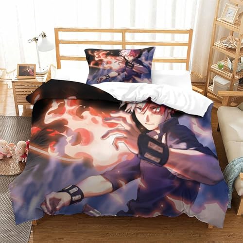 CCIZFMQ Mein Held Akademie 3-teiliges 3D Druck Bettwäsche Set Shoto Todoroki Mikrofaser Mit Reißverschluss, Für Erwachsene Schlafzimmer Dekoration Single（135x200cm） von CCIZFMQ