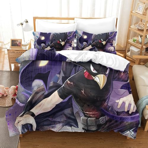 CCIZFMQ Mein Held Akademie 3-teiliges 3D Gedrucktes Trösterbezug Set Fumikage Tokoyami Mit Kissenbezügen, Mikrofaser Für Moderne Schlafzimmer Dekor Super King（260x220cm） von CCIZFMQ