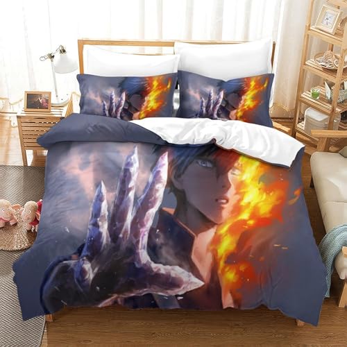 CCIZFMQ Mein Held Akademie 3-teiliges 3D Gedrucktes Trösterbezug Set Shoto Todoroki Mit Kissenbezügen, Mikrofaser Für Moderne Schlafzimmer Dekor Super King（260x220cm） von CCIZFMQ