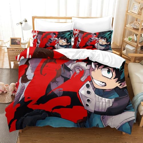 CCIZFMQ Mein Held Akademie 3D Druck Bettwäsche Set Izuku Midoriya Mit Verstecktem Reißverschluss, Mikrofaser Für Moderne Schlafzimmer Dekoration King（220x240cm） von CCIZFMQ