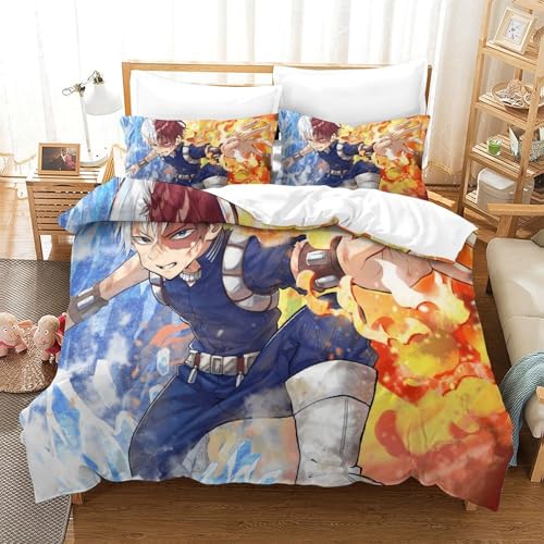 CCIZFMQ Mein Held Akademie 3D Druck Bettwäsche Set Shoto Todoroki Mit Verstecktem Reißverschluss, Mikrofaser Für Moderne Schlafzimmer Dekoration Single（140x200cm） von CCIZFMQ