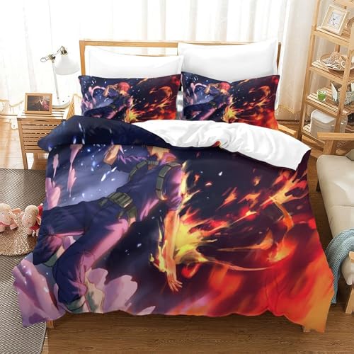 CCIZFMQ Mein Held Akademie 3D Druck Bettwäsche Set Shoto Todoroki Mit Verstecktem Reißverschluss, Mikrofaser Für Moderne Schlafzimmer Dekoration Super King（260x220cm） von CCIZFMQ