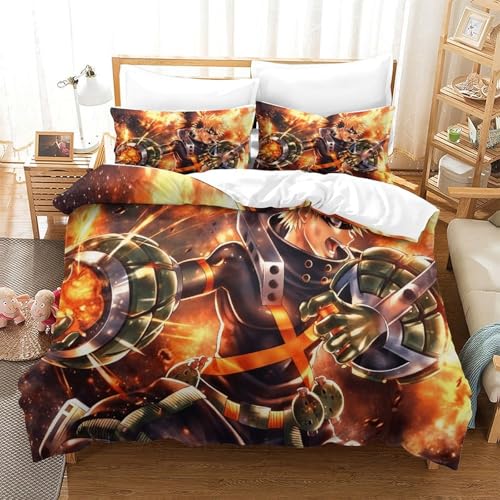 CCIZFMQ Mein Held Akademie 3D Gedruckte Mikrofaser Bettbezug Set Katsuki Bakugo Mit Verstecktem Reißverschluss, Für Teens, Schlafzimmer King（220x240cm） von CCIZFMQ