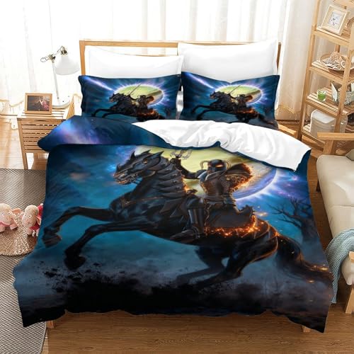 CCIZFMQ Star Ritter 3D Gedruckte 3-teiliger Komfortbezug Dark Horse Mit Kissenbezügen Versteckter Reißverschluss Für Erwachsene Schlafzimmer Dekoration Double（200x200cm） von CCIZFMQ