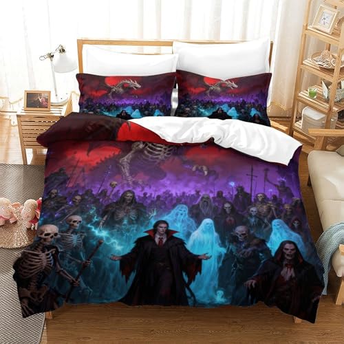 CCIZFMQ Vampir 3-teiliges 3D Gedrucktes Microfaser Bettbezug Set Undead Army Mit Kissenbezügen, Für Schlafzimmer, Schlafsaal Dekor King（220x240cm） von CCIZFMQ