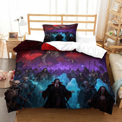 CCIZFMQ Vampir 3D Gedruckte 3-teiliger Komfortbezug Undead Army Mit Kissenbezügen Versteckter Reißverschluss Für Erwachsene Schlafzimmer Dekoration Single（135x200cm） von CCIZFMQ