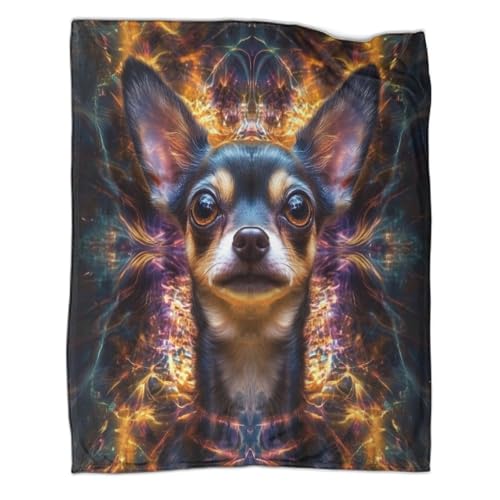 Chihuahua Couchdecke Fleecedecke Sofadecke 3D Druck Psychedelische Kunst Decke Bett Decken Tagesdecke Warm Weichen Flauschig Kuscheldecke for Erwachsene Kinder 70x80inch(180x200cm) von CCIZFMQ