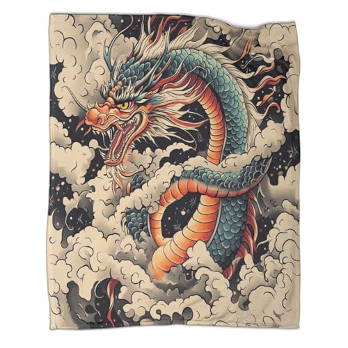 Drachen Couchdecke Fleecedecke Sofadecke 3D Druck Wolken Decke Tagesdecke Warm Bett Decken Weichen Flauschig Kuscheldecke for Erwachsene Kinder 70x80inch(180x200cm) von CCIZFMQ