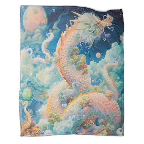 Drachen Couchdecke Fleecedecke Sofadecke Wohndecken 3D Druck Starlit Sky Bett Decken Weichen Flauschig Kuscheldecke Tagesdecke Warm for Erwachsene Kinder 80x90inch(200x230cm) von CCIZFMQ